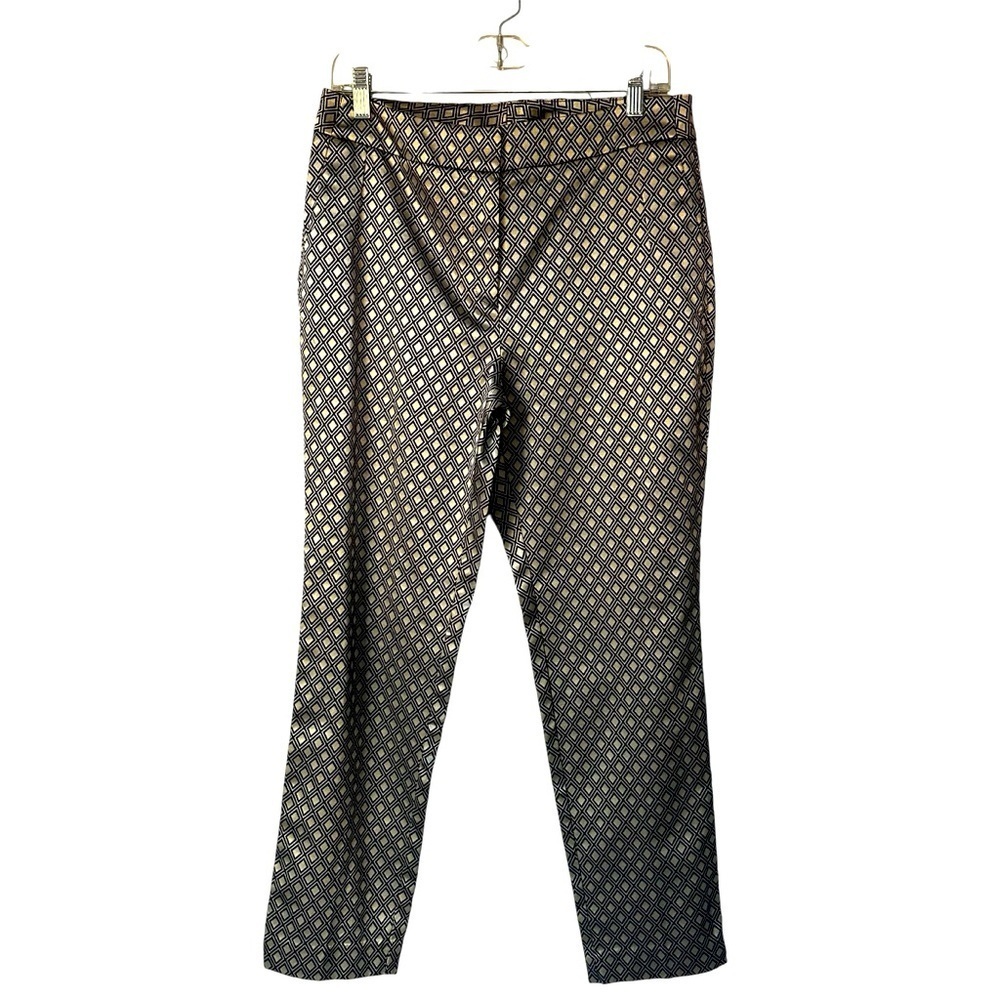 Chico's Black and Gold Ultimate Fit Geometric Pants, 0.5